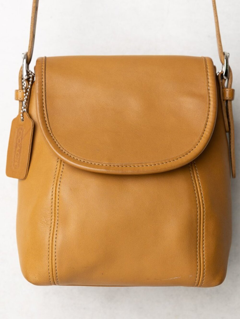 Vintage Coach 4108 Soho Small Flap Bag Tan Toffee Nickle Crossbody Shoulder